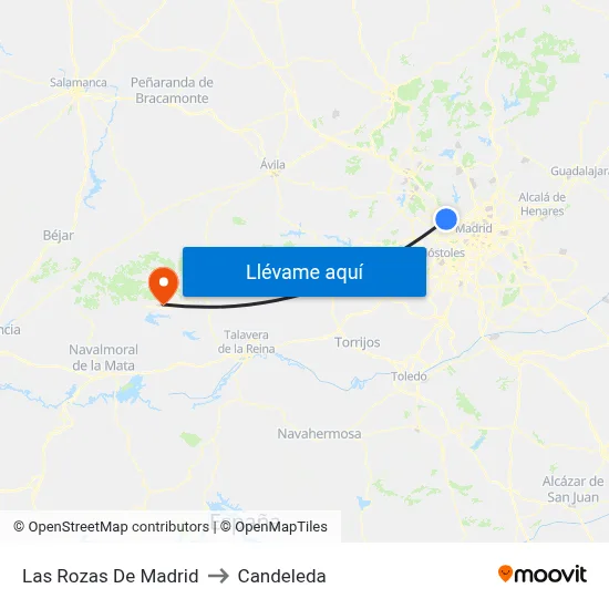 Las Rozas De Madrid to Candeleda map