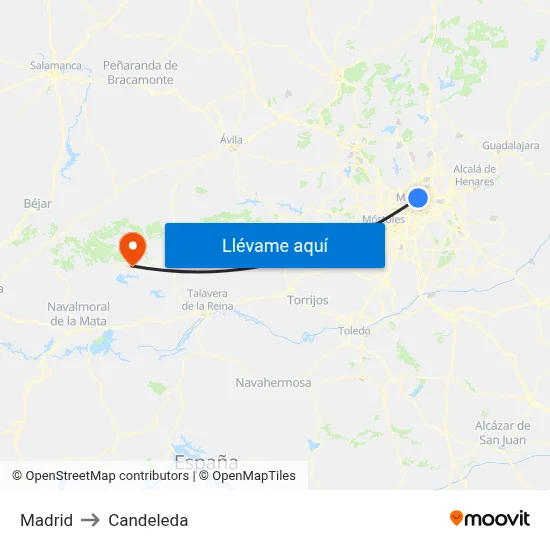 Madrid to Candeleda map