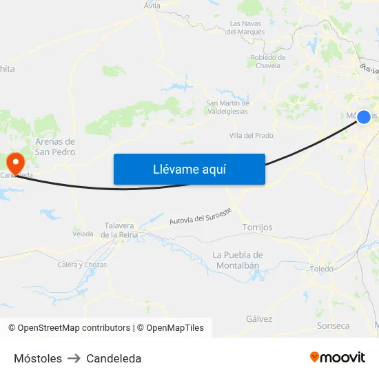 Móstoles to Candeleda map