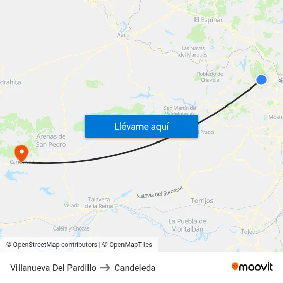 Villanueva Del Pardillo to Candeleda map