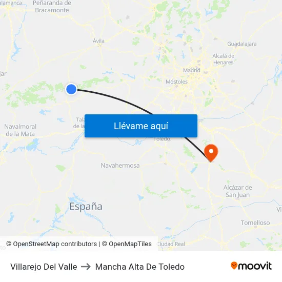 Villarejo Del Valle to Mancha Alta De Toledo map
