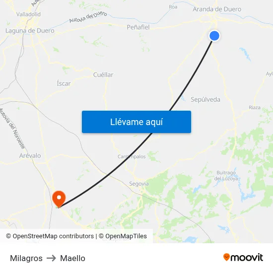 Milagros to Maello map