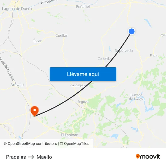 Pradales to Maello map