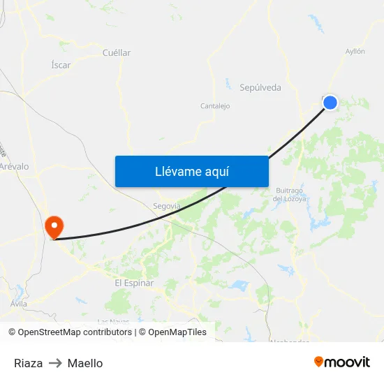 Riaza to Maello map