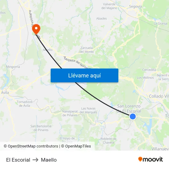 El Escorial to Maello map