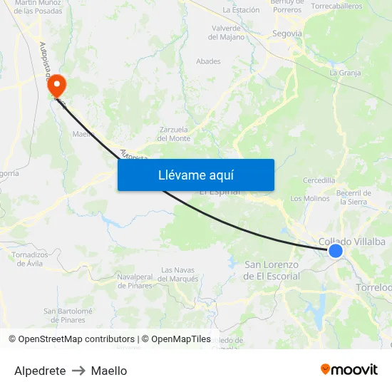 Alpedrete to Maello map