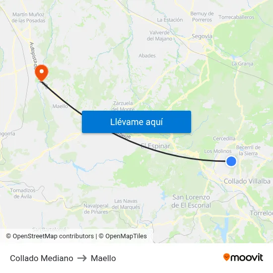 Collado Mediano to Maello map