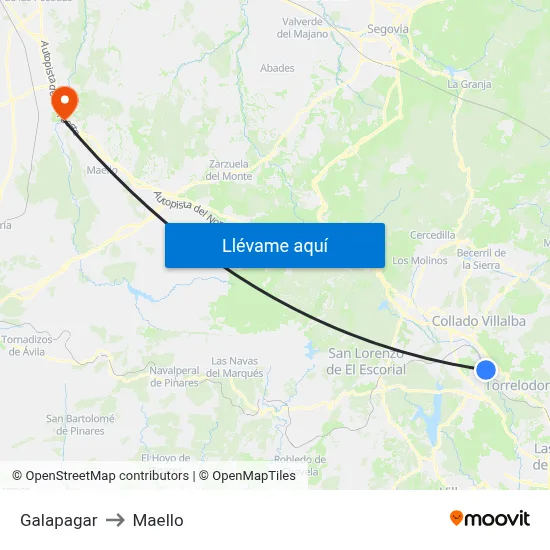Galapagar to Maello map