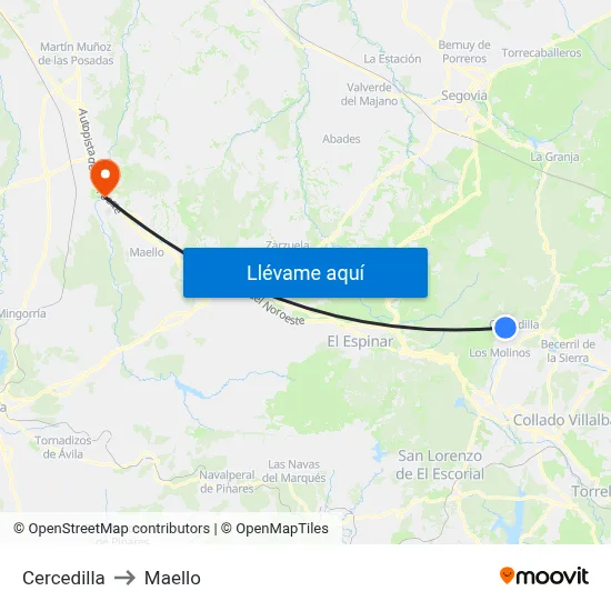 Cercedilla to Maello map