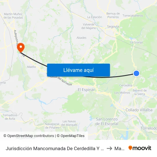 Jurisdicción Mancomunada De Cerdedilla Y Navacerrada to Maello map