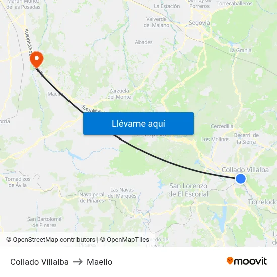 Collado Villalba to Maello map