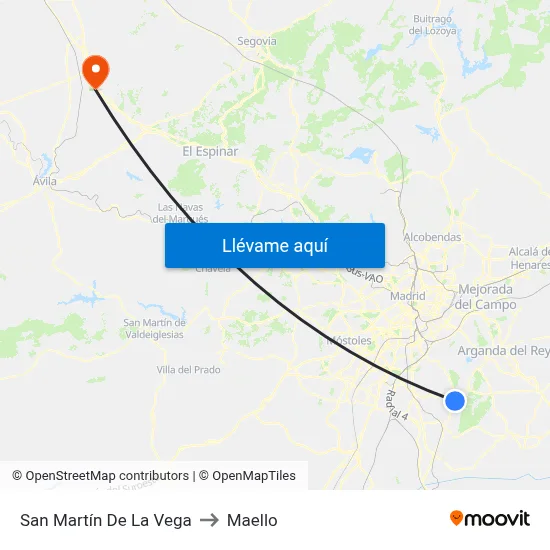 San Martín De La Vega to Maello map