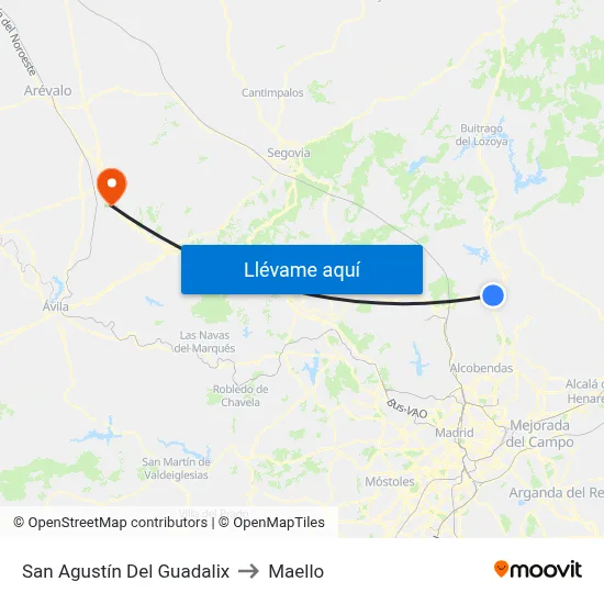 San Agustín Del Guadalix to Maello map