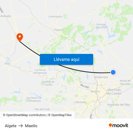 Algete to Maello map