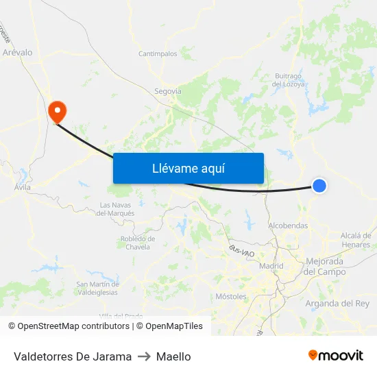 Valdetorres De Jarama to Maello map