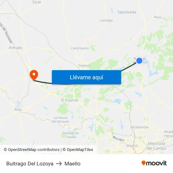 Buitrago Del Lozoya to Maello map