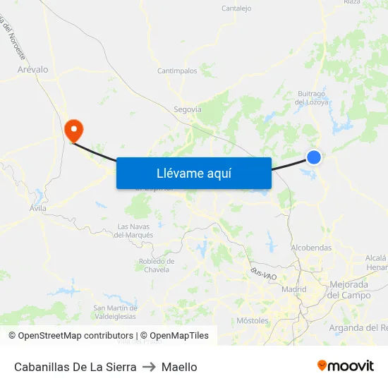 Cabanillas De La Sierra to Maello map