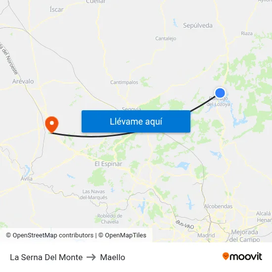 La Serna Del Monte to Maello map