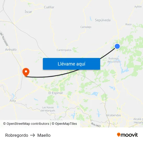 Robregordo to Maello map