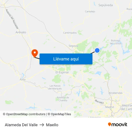 Alameda Del Valle to Maello map