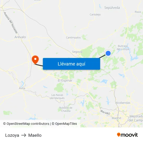 Lozoya to Maello map