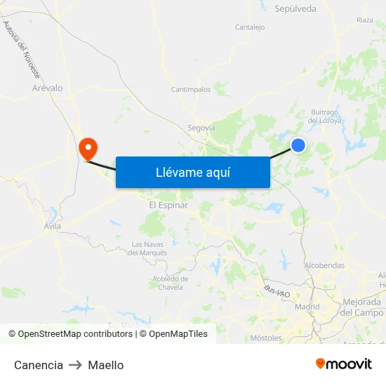 Canencia to Maello map