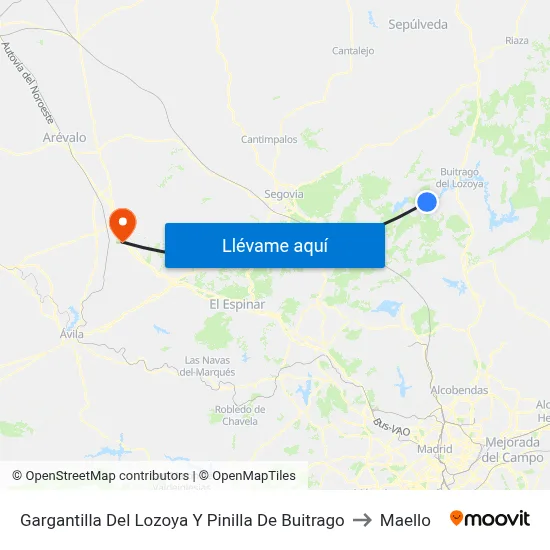 Gargantilla Del Lozoya Y Pinilla De Buitrago to Maello map