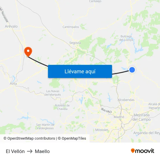 El Vellón to Maello map