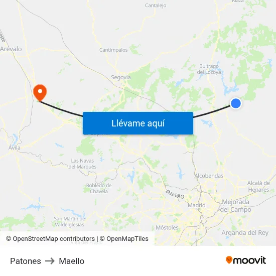 Patones to Maello map