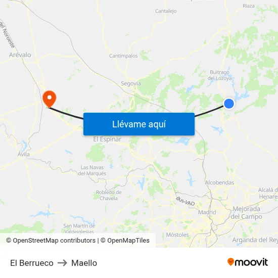 El Berrueco to Maello map
