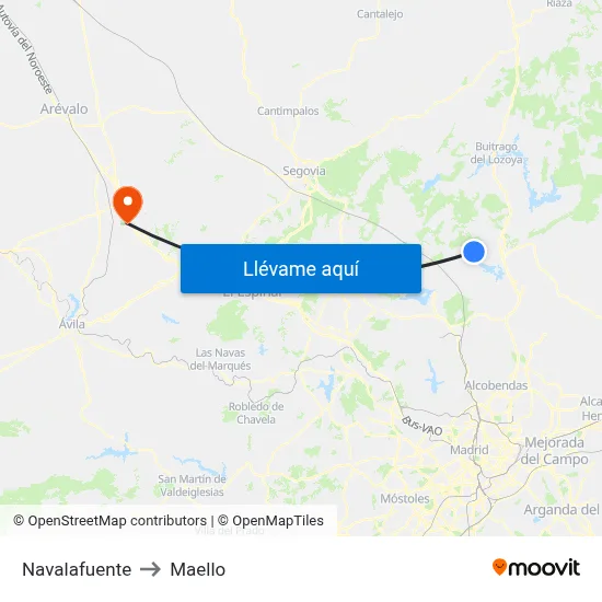Navalafuente to Maello map