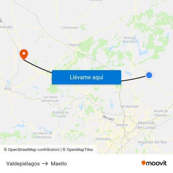 Valdepiélagos to Maello map