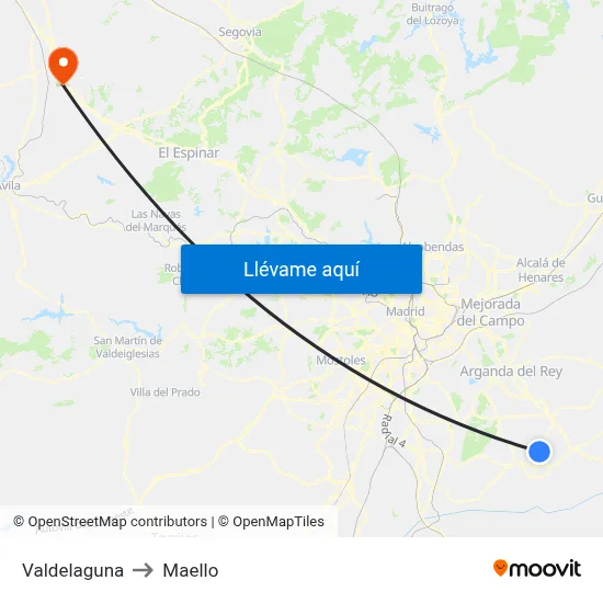 Valdelaguna to Maello map