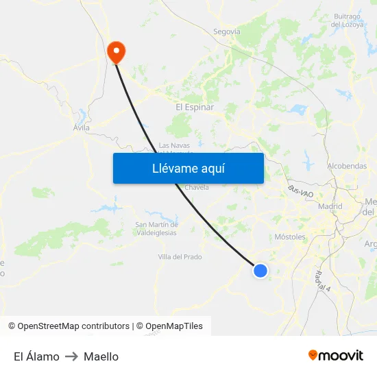 El Álamo to Maello map