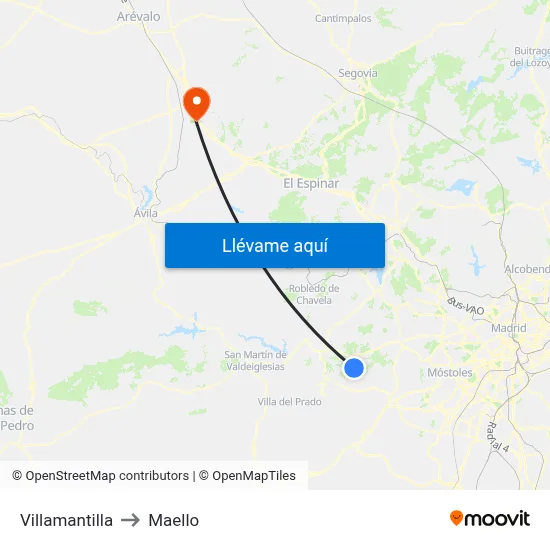 Villamantilla to Maello map