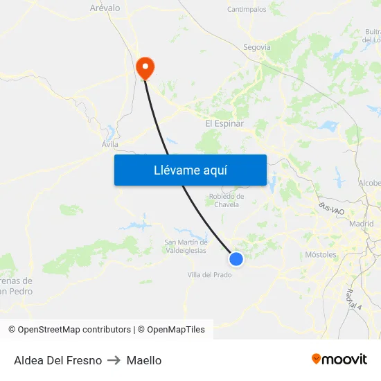 Aldea Del Fresno to Maello map