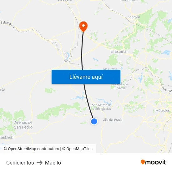 Cenicientos to Maello map