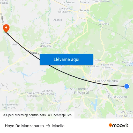 Hoyo De Manzanares to Maello map