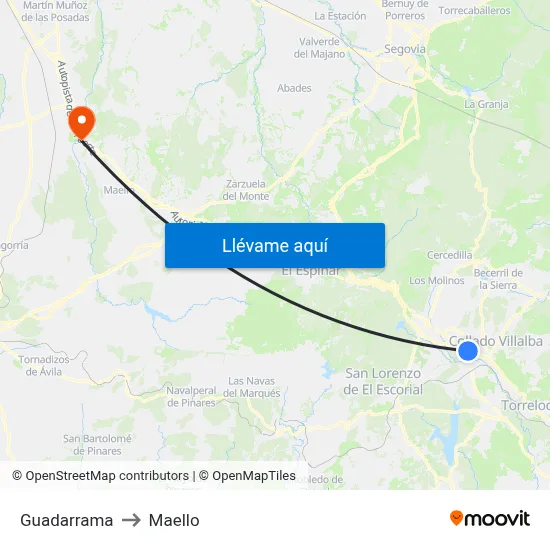Guadarrama to Maello map