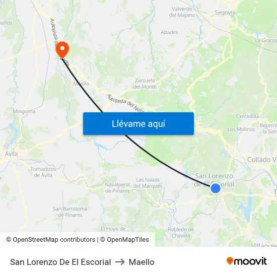 San Lorenzo De El Escorial to Maello map