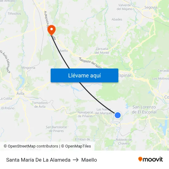 Santa María De La Alameda to Maello map
