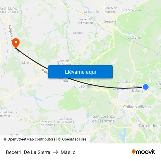 Becerril De La Sierra to Maello map