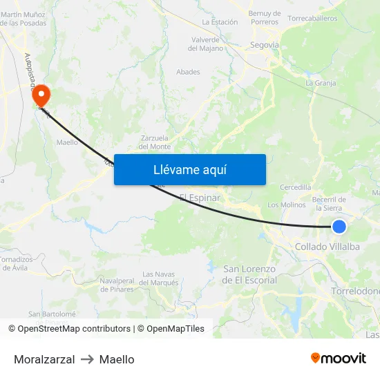 Moralzarzal to Maello map