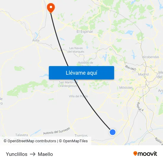 Yunclillos to Maello map