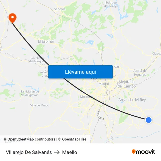 Villarejo De Salvanés to Maello map