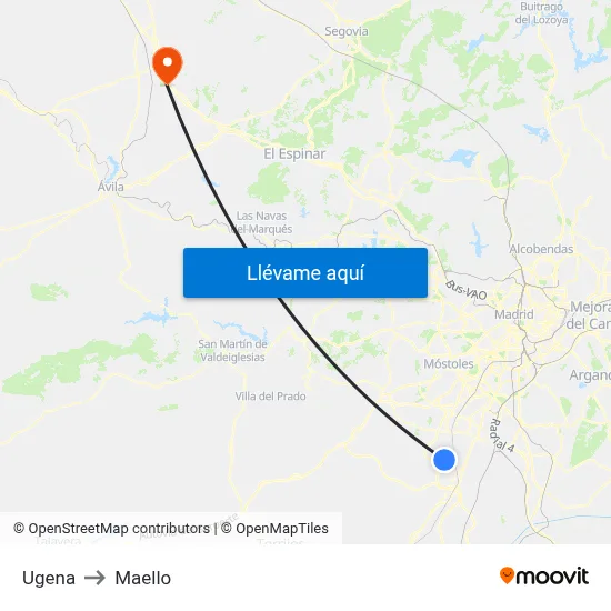 Ugena to Maello map