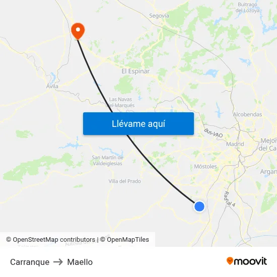 Carranque to Maello map