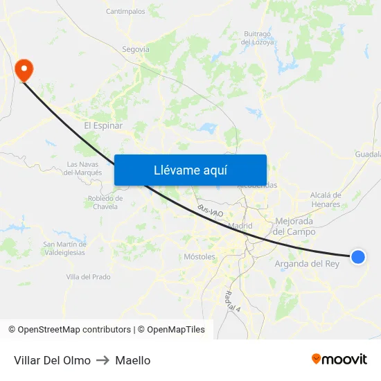 Villar Del Olmo to Maello map
