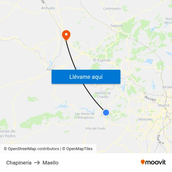 Chapinería to Maello map