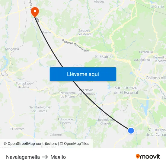 Navalagamella to Maello map